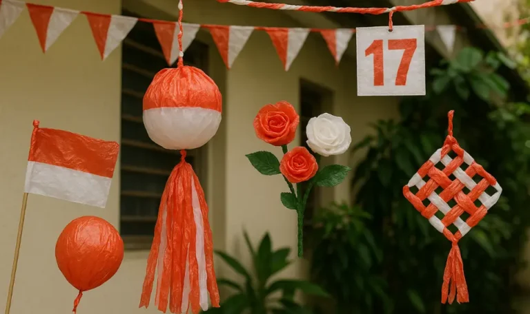 Hiasan 17 Agustus dari plastik kresek