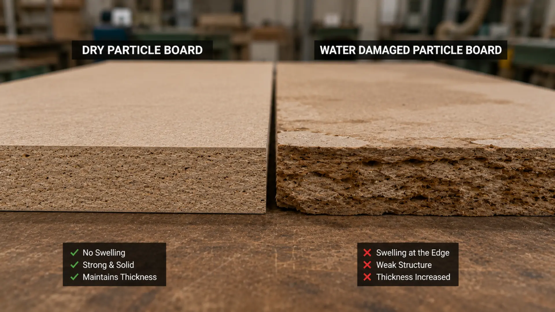 Bahan particle board apakah kuat ditunjukkan melalui pengujian beban pada rak dengan penyangga tengah di workshop