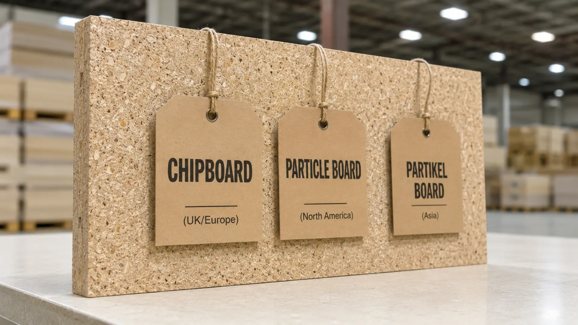Chipboard adalah panel kayu olahan yang identik dengan particle board ditampilkan dengan label nama internasional berbeda