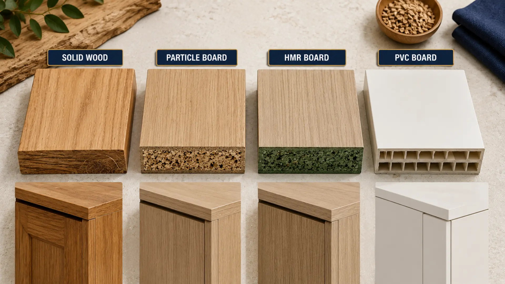 Perbandingan material lemari anti rayap kayu solid partikel hmr dan pvc
