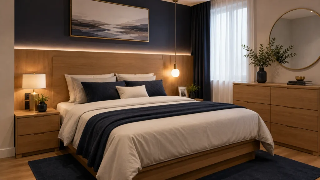 Material headboard dan nakas custom untuk kamar tidur senada