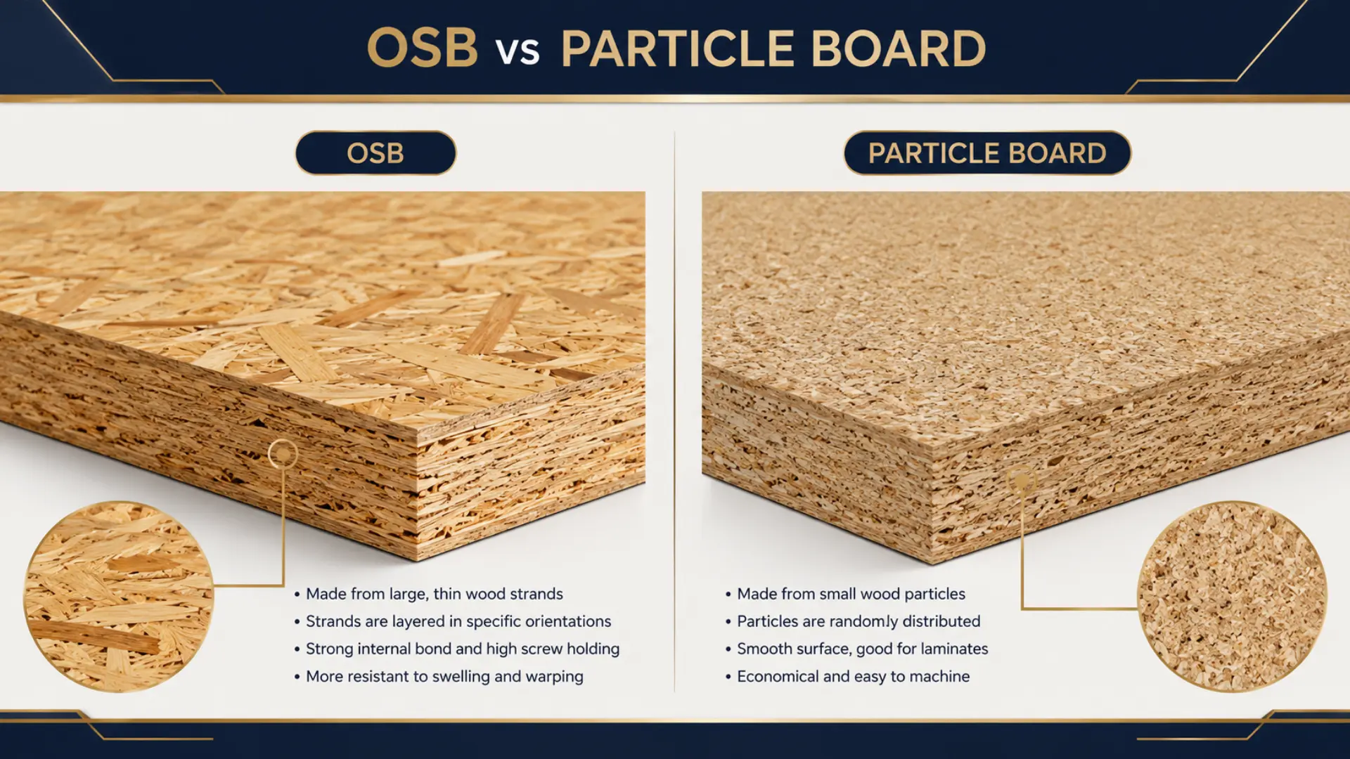 Perbedaan osb vs particle board panel kayu olahan